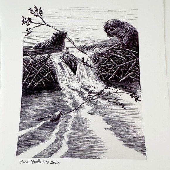 Signed Print Artist Celia Godkin Jack The Story Of A Beaver By Shirley Woods #1 - Picture 2 of 10